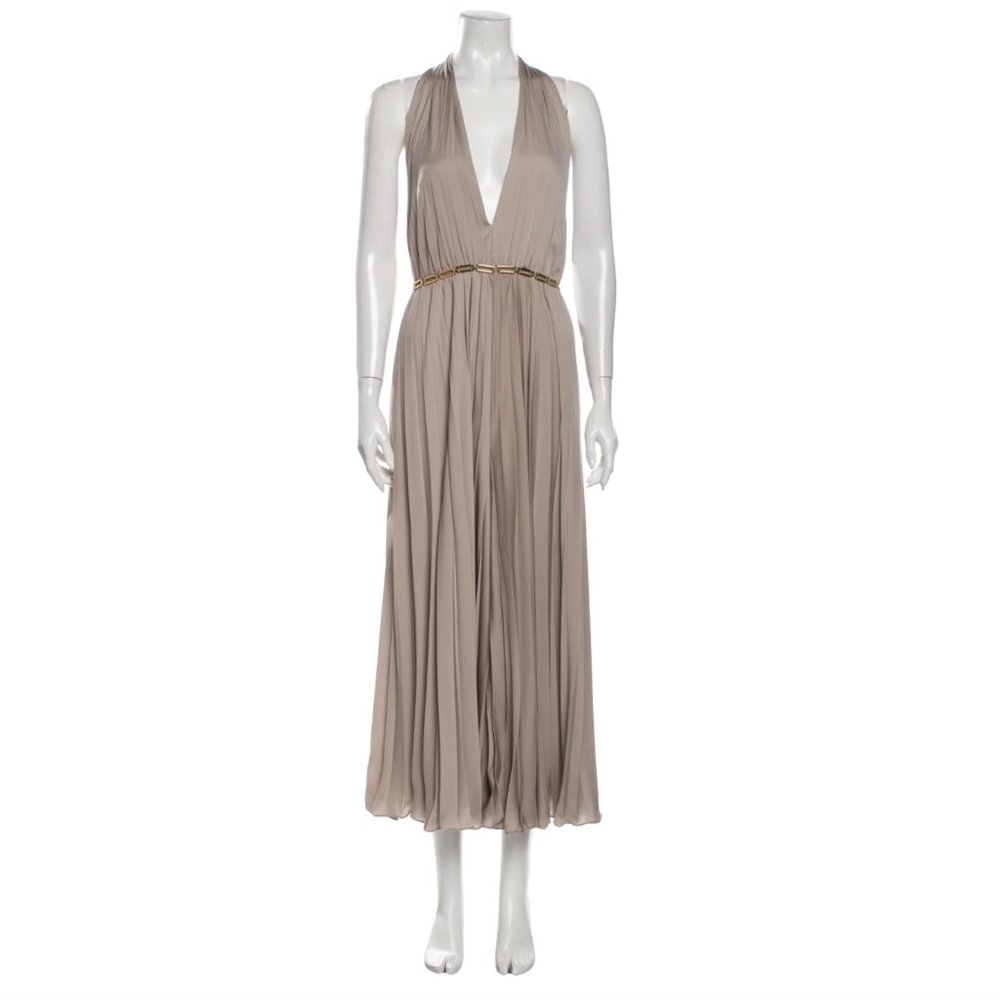 HALSTON HERITAGE V-Neck Pleated Jumpsuit
